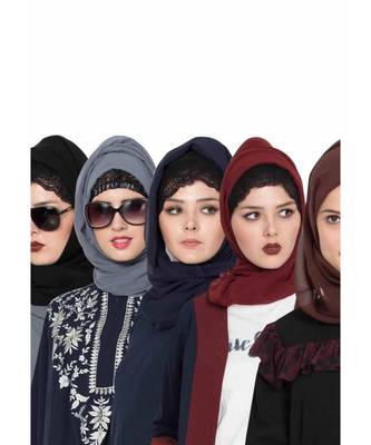 Set Of Five Stole Hijabs In Soft And Super Fine Georgette 1