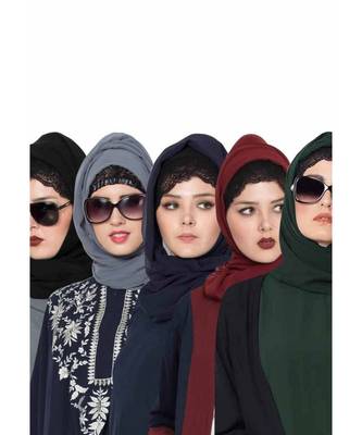 Set Of Five Stole Hijabs In Soft And Super Fine Georgette 1