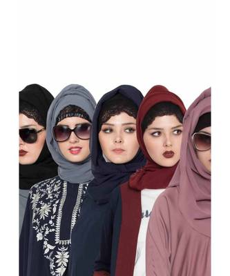 Set Of Five Stole Hijabs In Soft And Super Fine Georgette 1