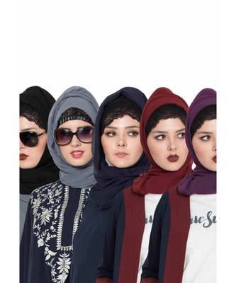 Set Of Five Stole Hijabs In Soft And Super Fine Georgette 1