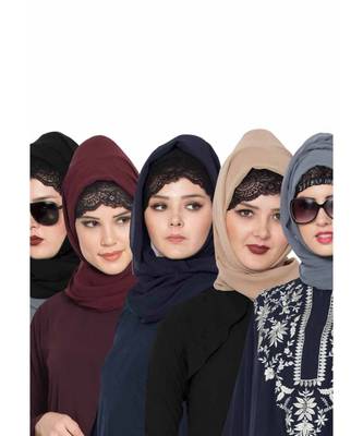 Set Of Five Stole Hijabs In Soft And Super Fine Georgette 1