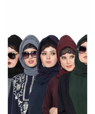 Set Of Five Stole Hijabs In Soft And Super Fine Georgette 1