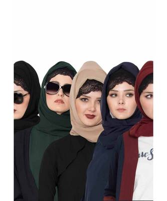 Set Of Five Stole Hijabs In Soft And Super Fine Georgette 1