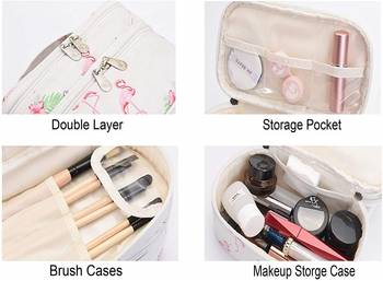 Shree Shyam Product Red Double Layer Unicorn Print Cosmetic Bag Toiletry Cosmetic Makeup Bag Organizer 1 Pcs Set 3