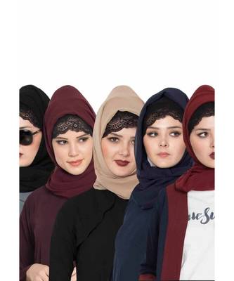 Set Of Five Stole Hijabs In Soft And Super Fine Georgette 1