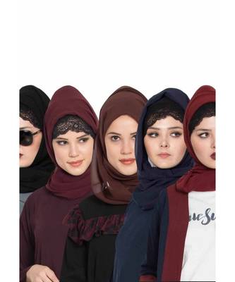 Set Of Five Stole Hijabs In Soft And Super Fine Georgette 1