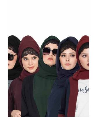 Set Of Five Stole Hijabs In Soft And Super Fine Georgette 1