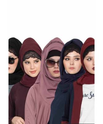 Set Of Five Stole Hijabs In Soft And Super Fine Georgette 1