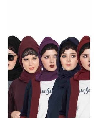 Set Of Five Stole Hijabs In Soft And Super Fine Georgette 1