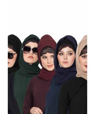 Set Of Five Stole Hijabs In Soft And Super Fine Georgette 1