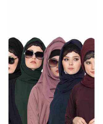 Set Of Five Stole Hijabs In Soft And Super Fine Georgette 1