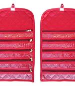 atorakushon Satin Fabric Cosmetic Makeup Pouch Payal Chain Wrist Watch Jewelry Organizer  Pack of 2 (Maroon)