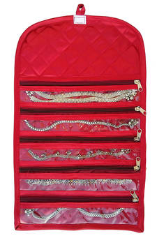 atorakushon Satin Fabric Cosmetic Makeup Pouch Payal Chain Wrist Watch Jewelry Organizer  Pack of 2 (Maroon)
