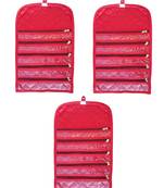 atorakushon Satin Fabric Cosmetic Makeup Pouch Payal Chain Wrist Watch Jewelry Organizer  Pack of 3 (Maroon)