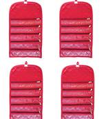 atorakushon Satin Fabric Cosmetic Makeup Pouch Payal Chain Wrist Watch Jewelry Organizer  Pack of 4 (Maroon)
