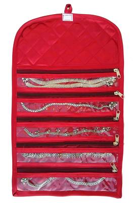 atorakushon Satin Fabric Cosmetic Makeup Pouch Payal Chain Wrist Watch Jewelry Organizer  Pack of 4 (Maroon) 3