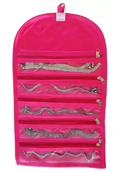 atorakushon Satin Fabric Cosmetic Makeup Pouch Payal Chain cover Wrist Watch Jewelry Organizer  Pack of 1 (Pink)