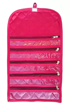atorakushon Satin Fabric Cosmetic Makeup Pouch Payal Chain Wrist Watch Jewelry Organizer  Pack of 2 (Pink)