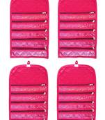 atorakushon Satin Fabric Cosmetic Makeup Pouch Payal Chain Wrist Watch Jewelry Organizer  Pack of 4 (Pink)
