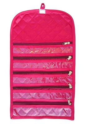 atorakushon Satin Fabric Cosmetic Makeup Pouch Payal Chain Wrist Watch Jewelry Organizer  Pack of 4 (Pink) 4
