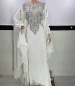 White Georgette Zari Embroidered Kaftan Dress
