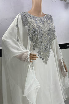 White Georgette Zari Embroidered Kaftan Dress