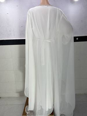 White Georgette Zari Embroidered Kaftan Dress 3