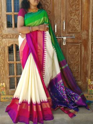 Pure Silk Designer Saree / Handwoven / Handloom - Ethnics Land 1