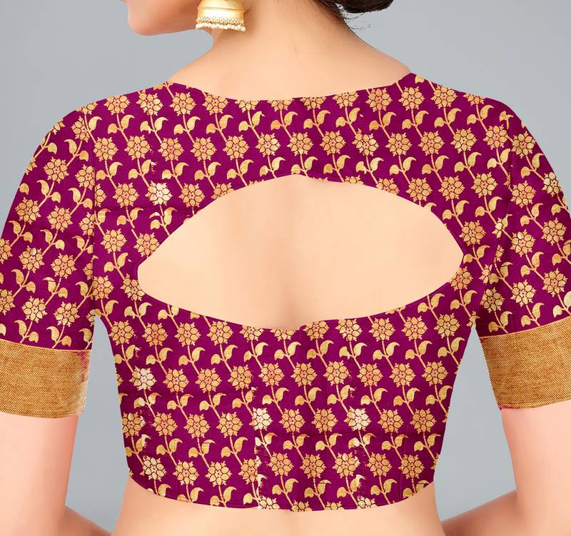 Red woven banarasi silk saree with blouse