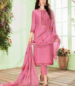 Light-pink embroidered cotton silk salwar