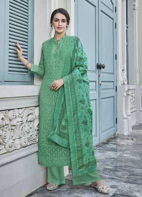 Green embroidered georgette salwar 1