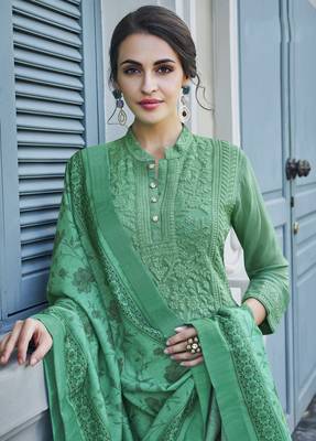 Green embroidered georgette salwar 2