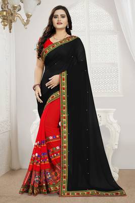 Black Embroidered Georgette Saree With Blouse 1