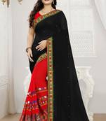 Black Embroidered Georgette Saree With Blouse