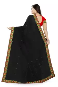 Black Embroidered Georgette Saree With Blouse