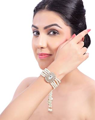 Beautiful Designer Austrian Stone With Pearl Design Bracelet For Party Wear 2