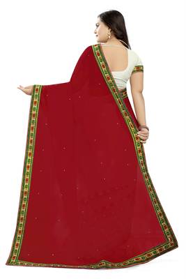 White Embroidered Georgette Saree With Blouse 4