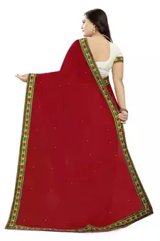 White Embroidered Georgette Saree With Blouse