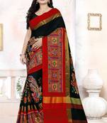 Black Embroidered Cotton Silk Saree With Blouse