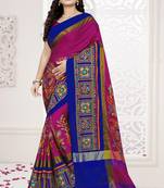 Pink Embroidered Cotton Silk Saree With Blouse