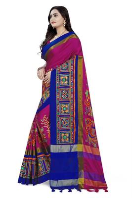 Pink Embroidered Cotton Silk Saree With Blouse 2