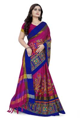 Pink Embroidered Cotton Silk Saree With Blouse 3