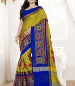 Yellow Embroidered Cotton Silk Saree With Blouse
