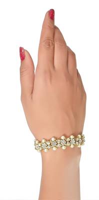 Austrian Design Bracelet Gold Finishing With Stone And Pearl 3