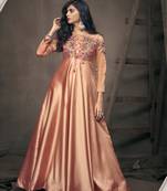 Orange embroidered silkparty wear gown