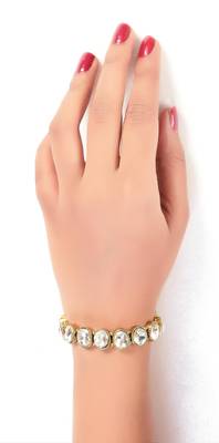 Daily Wear Gold Finish Adjustable Bracelet In White Stone 3