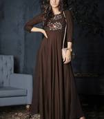 Brown embroidered rayon party-wear-kurtis