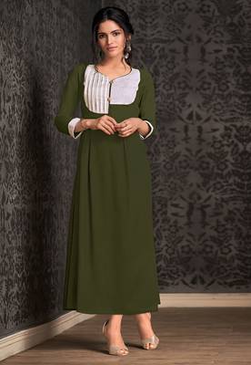 Green embroidered rayon party-wear-kurtis 1