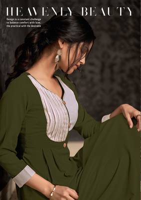 Green embroidered rayon party-wear-kurtis 2