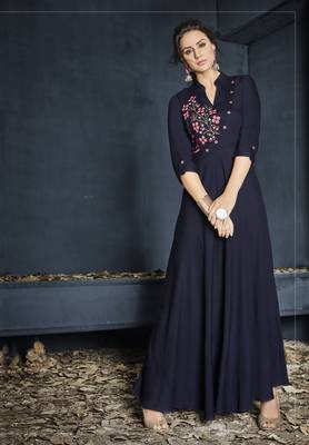 Red embroidered rayon party-wear-kurtis 1